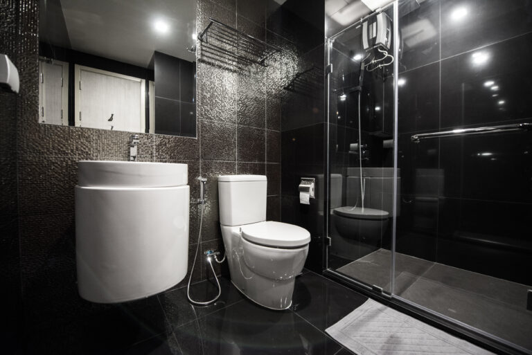 Finished bathroom remodel with modern vanity and updated fixtures